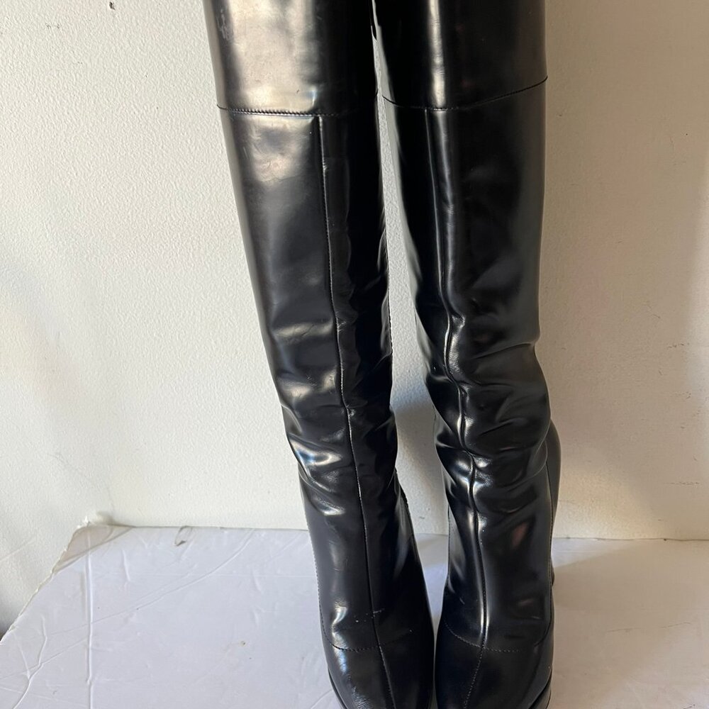 Y2K VINTAGE GUCCI PATENT LEATHER PLATFORM BOOTS SIZE 6 US - Picture 5 of 14